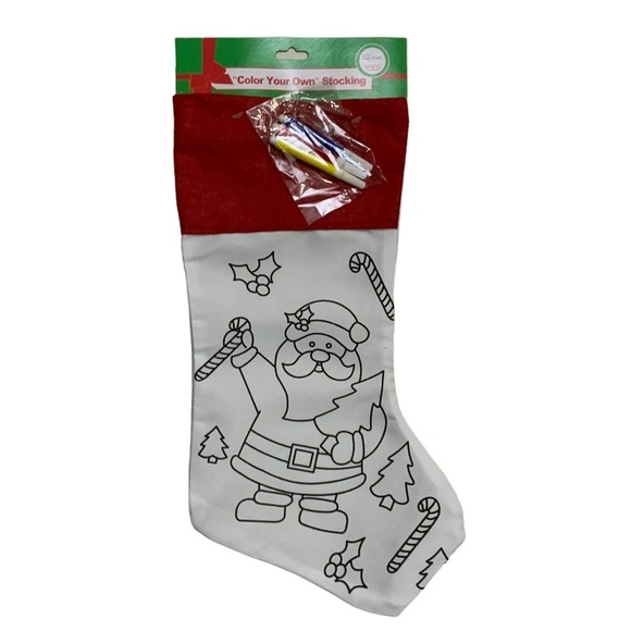 Christmas Stocking Color Your Own Stocking Kit With Fabric Markers 17 inches - Picture 4 of 14